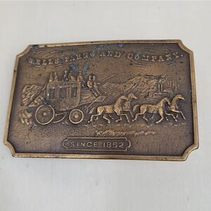 Wells Fargo and Company 1970s Brass Belt Buckle